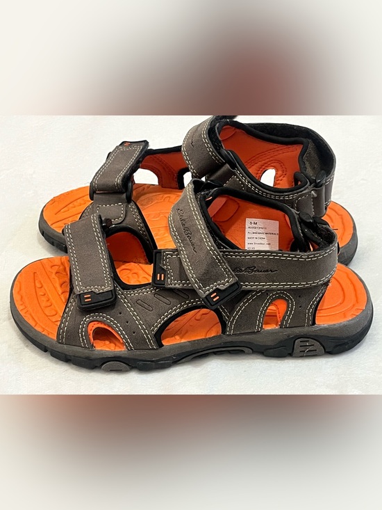 Eddie Bauer Other - Eddie Bauer Kids Orange & Brown Active Sandals w Adjustable Sport Velcro Straps